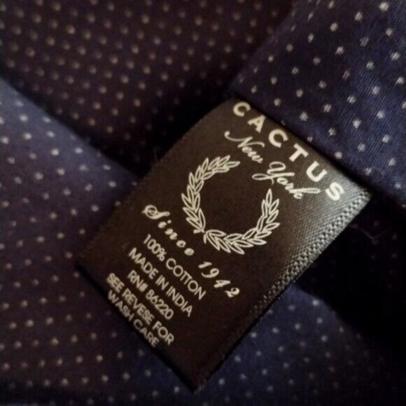 Cactus Ricky Singh Blue Short Sleeve Polka Dot Button Down Shirt Men X-Large XL - Picture 9 of 9